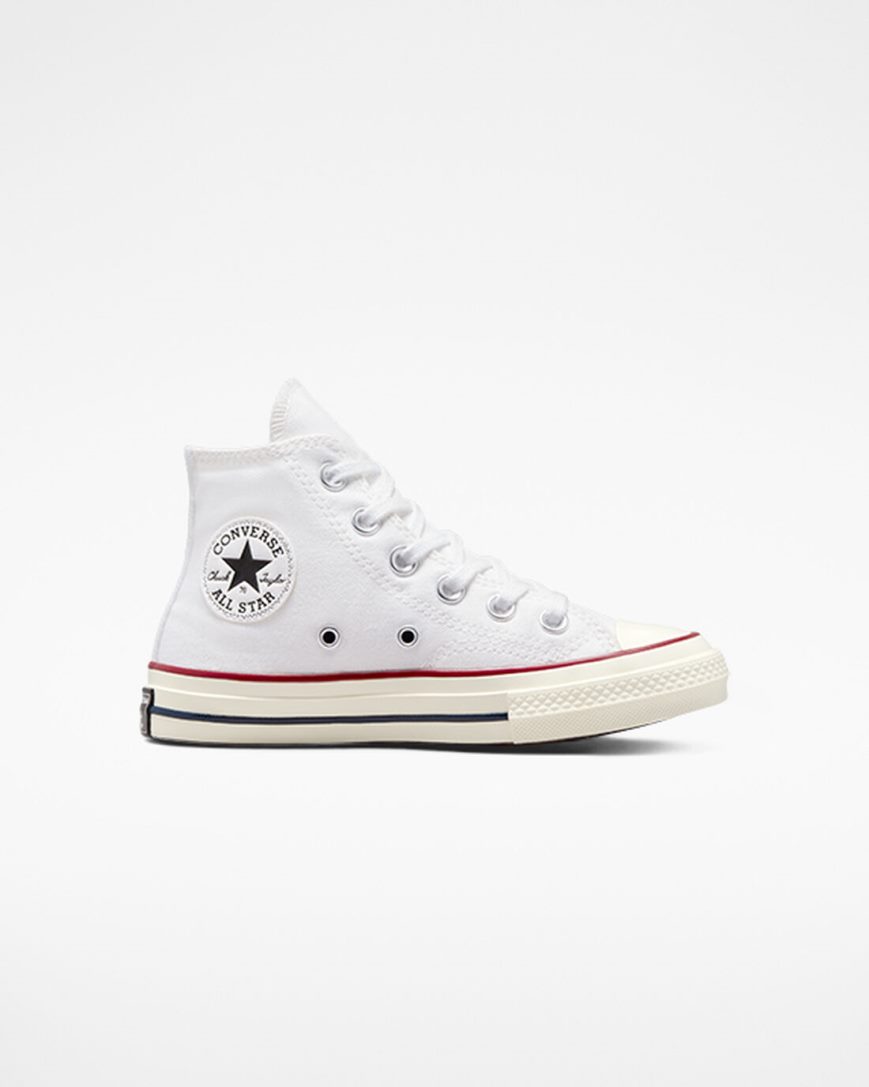 Zapatillas Altas Converse Chuck 70 Vintage Canvas Niño Blancas Rojas Oscuro | PE E78PL4